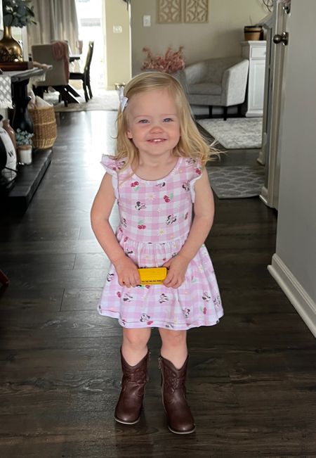 My two year old toddler looks adorable in this Minnie Mouse dress and cowboy boots! Or cowgirl boots? Either way, super classic style and adorable! She picked her little toddler boots out herself, too. It’s an adorable little summer outfit or even a country concert outfit!

#LTKShoeCrush #LTKFindsUnder50 #LTKKids