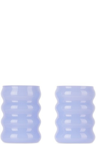 Blue Small Opaque Ripple Glass Set | SSENSE