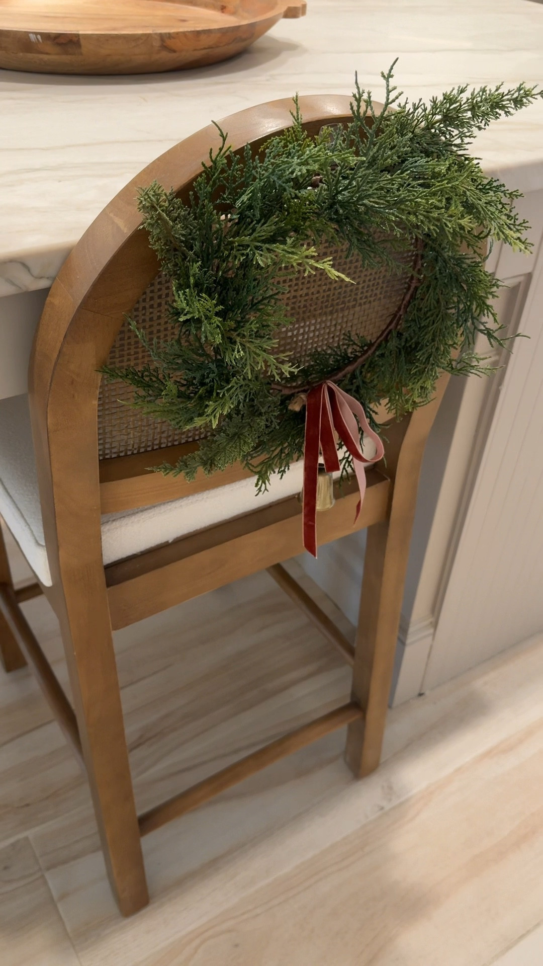 Mini barstool Christmas wreath idea under $15!

#LTKHoliday #LTKSeasonal #LTKHome