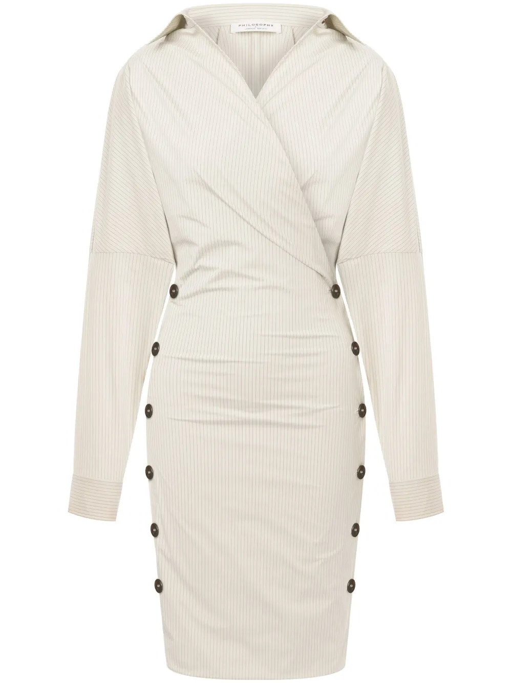 Philosophy Di Lorenzo Serafini pinstripe-pattern Wrapped Dress  - Farfetch | Farfetch Global