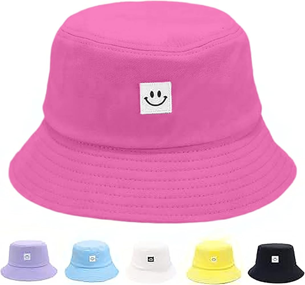 Kids Sun Hat Smile Face Bucket Hat for Girls Boys Summer Sun Protection Cotton Unisex Beach Cap | Amazon (US)