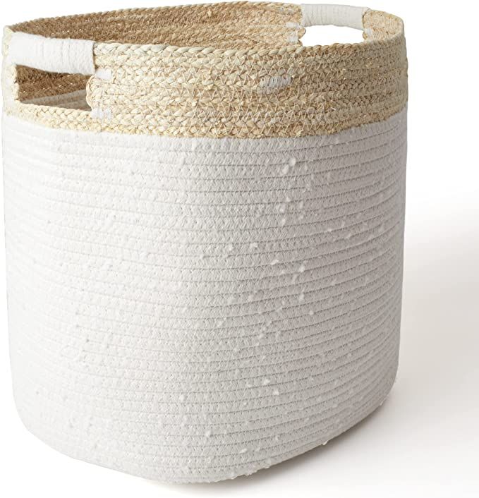 LA JOLIE MUSE Cotton Rope Storage Basket with Corn Skin, Organizer Bin for Baby Toys Laundry Blan... | Amazon (US)