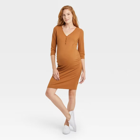 3/4 Sleeve Ribbed Maternity Dress - Isabel Maternity by Ingrid & Isabel™ | Target