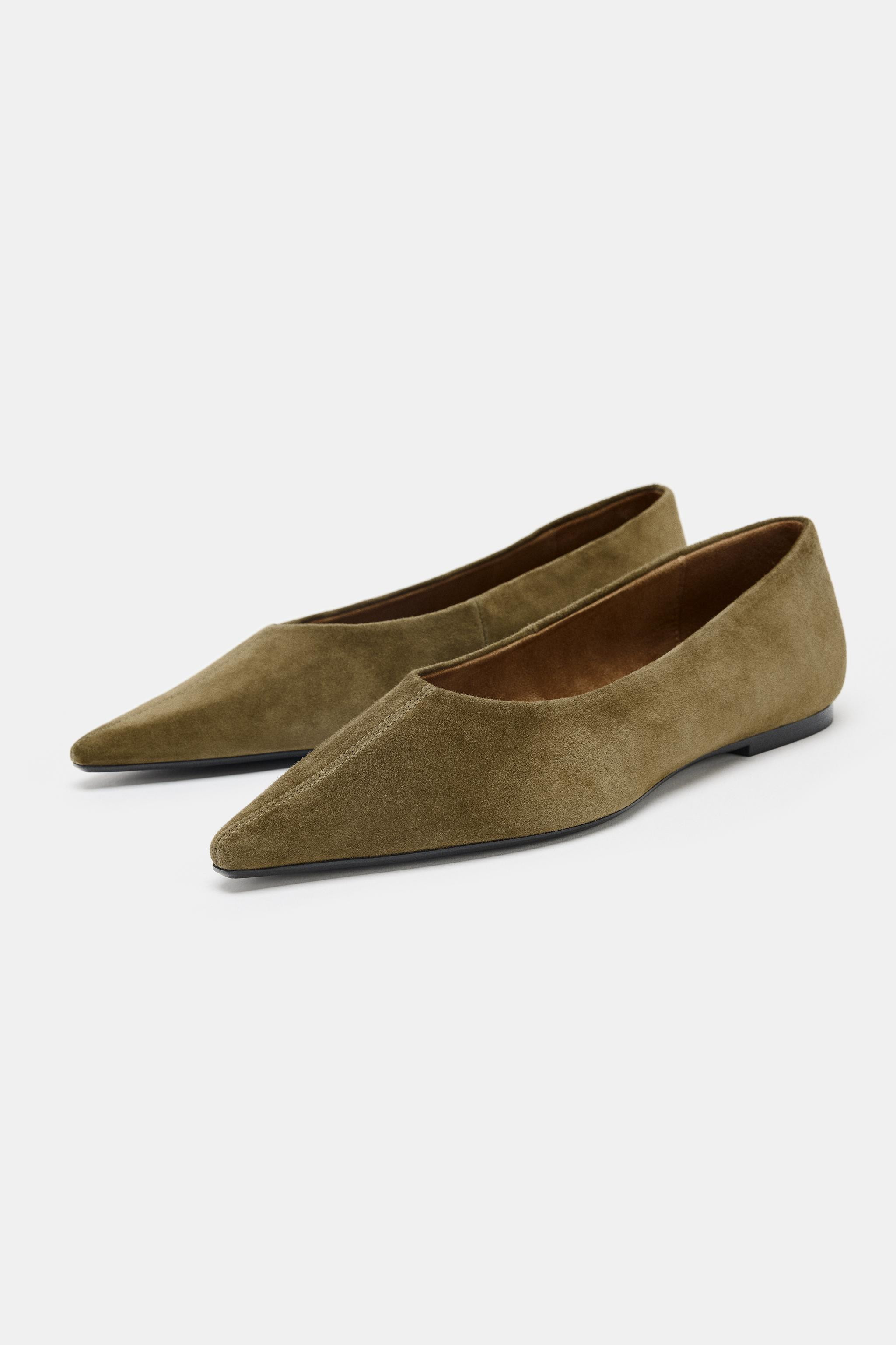 POINTED TOE SUEDE BALLET FLATS | Zara US