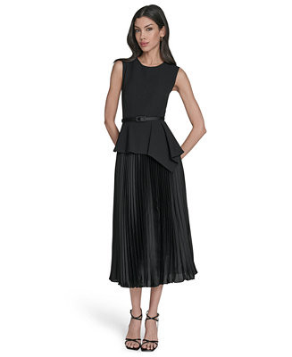 Eliza J Women's Sleeveless Crewneck Peplum Midi Dress - Macy's | Macy's