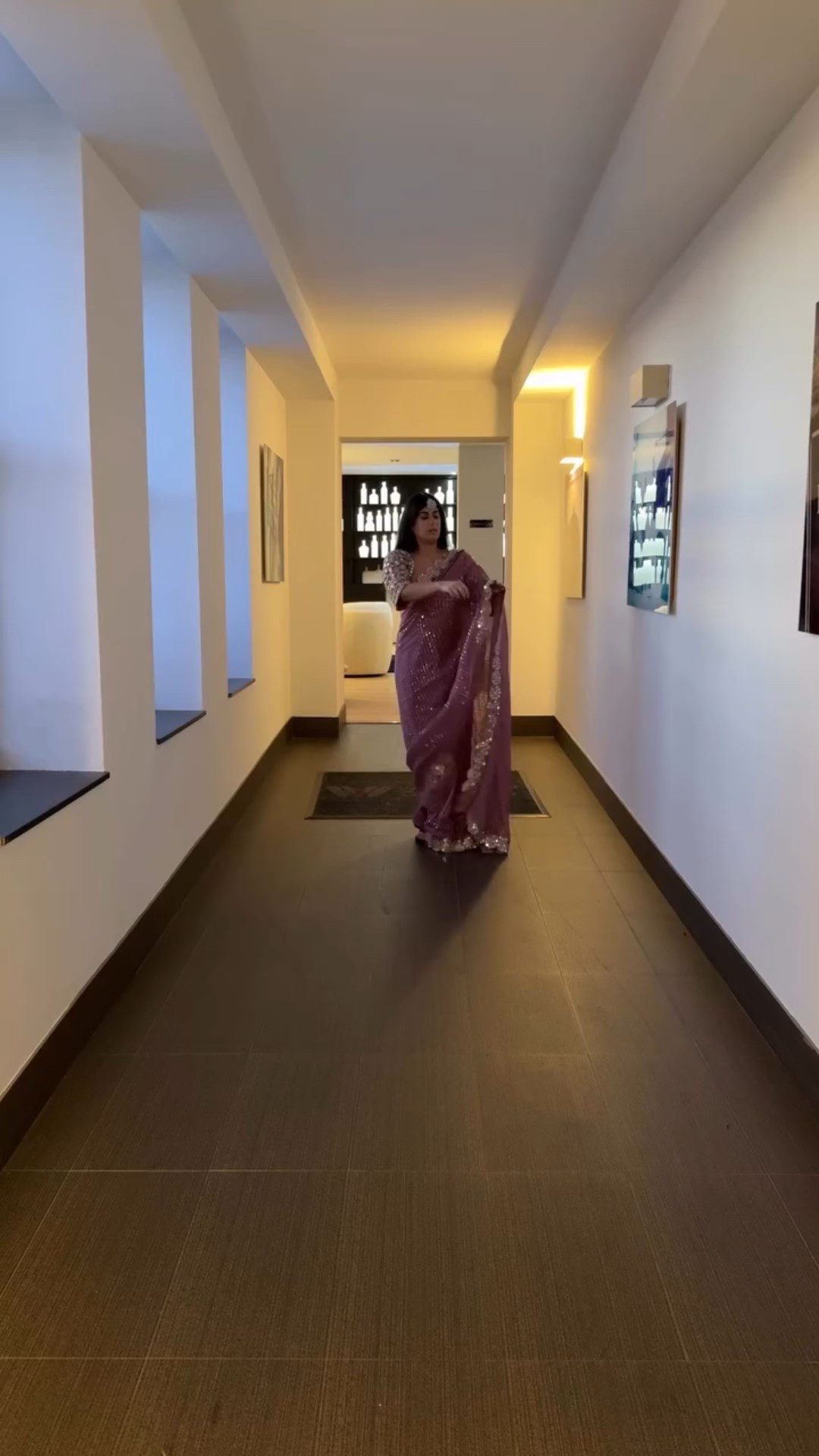 Saree ✨ 
Loving this mirror work Saree from @indya in mauve paired with a silver large mango tikka from @indya