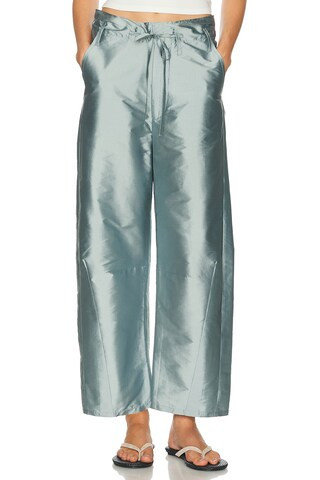 CHAN LUU Techno Taffeta Barrel Pant in Blue | FWRD 