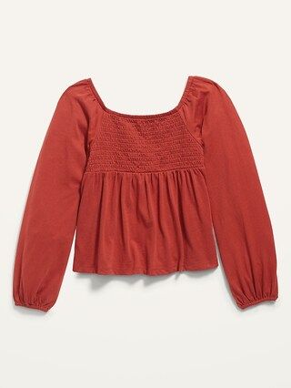 Smocked Jersey Long-Sleeve Top for Girls | Old Navy (US)