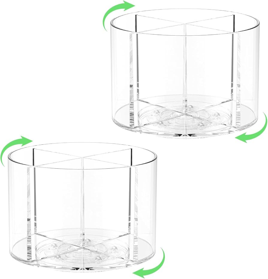 2PCS Rotating Drink Packet Organizer, BPA-Free Clear PET Leakproof Lazy Susan with 4 Compartments... | Amazon (US)