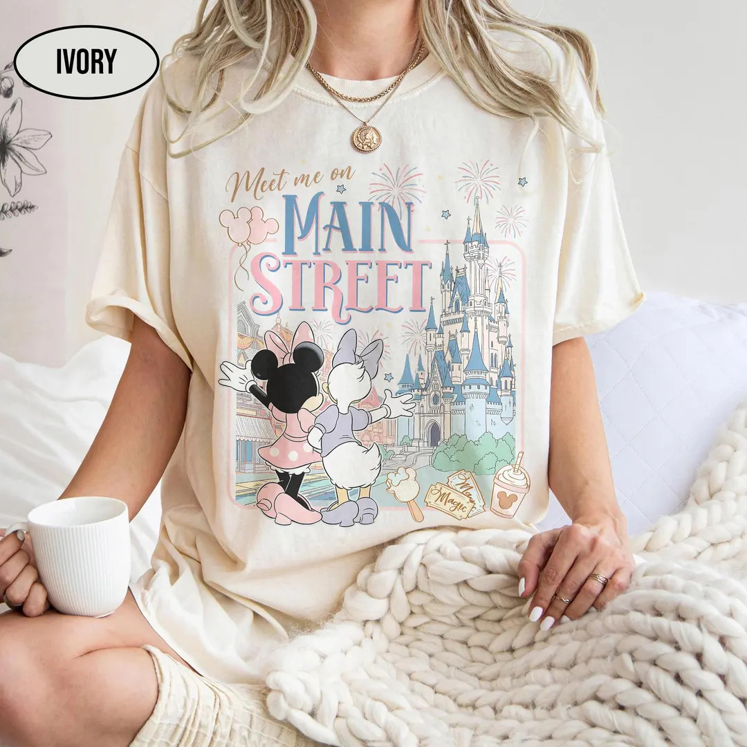 Vintage Comfort Colors®  Meet Me On Main Street Shirts, Retro Minnie And Daisy Besties Tee, Magi... | Etsy (US)