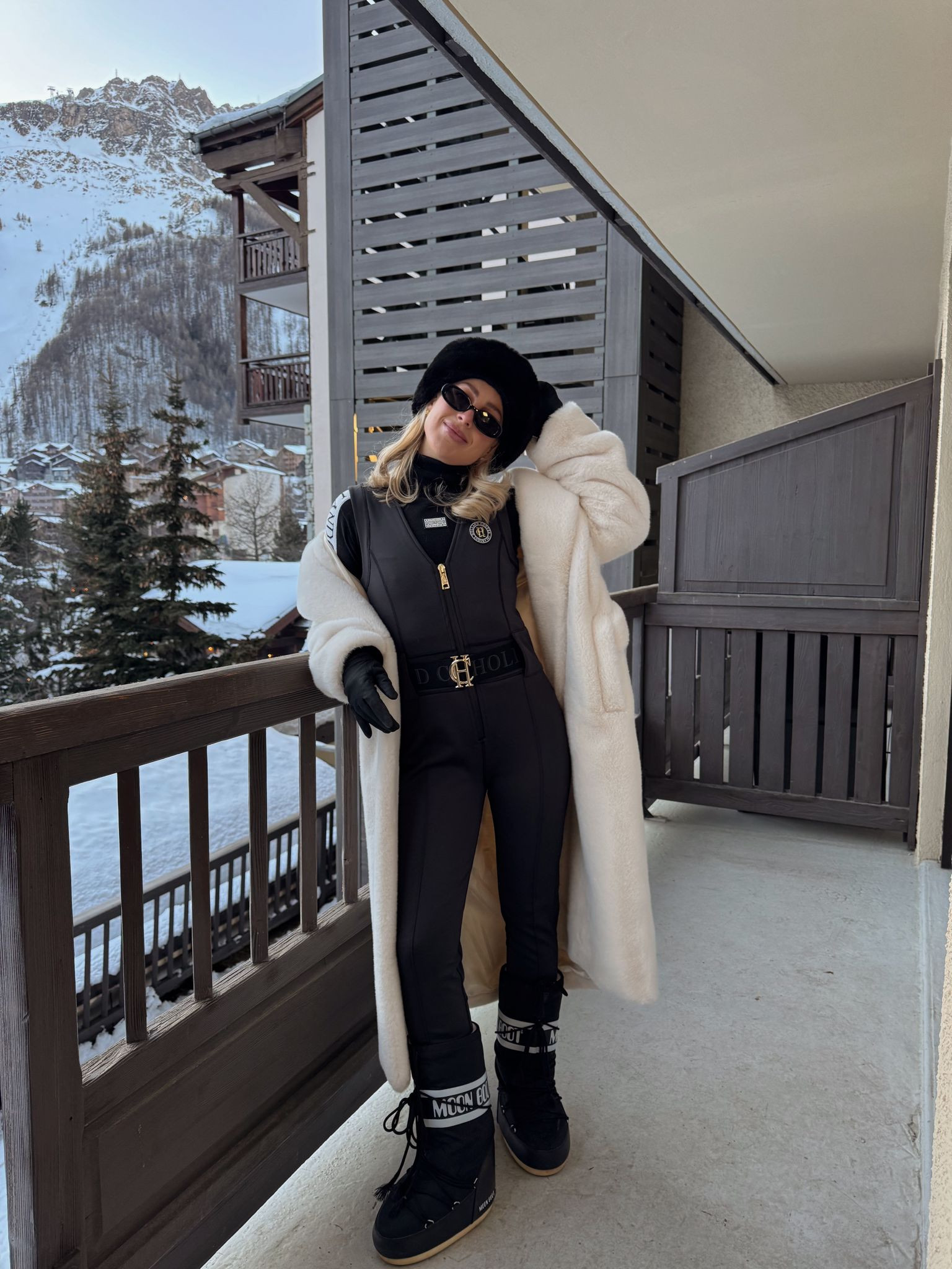 Ski outfit, skiing trip, faux fur coat, Moon Boots, ski suit, fur hat, black and white outfit, skiing holiday fashion, winter holiday, cosy outfit  

 #LTKuk #LTKwinter #LTKstyletip