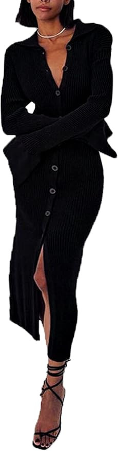 Women's Casual Off Shoulder Long Sleeves Slim Knit Bodycon Sweater Dress Midi Pencil Dress. | Amazon (US)