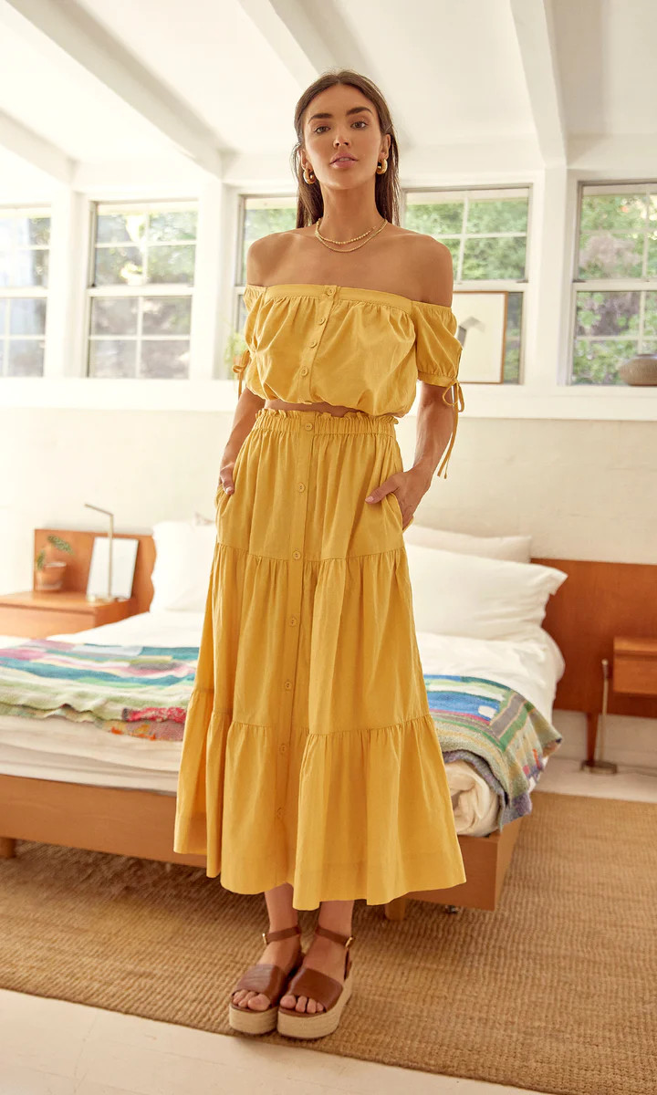 Pamela Midi Tiered Skirt | Greylin Collection | Women's Luxury Fashion Clothing 