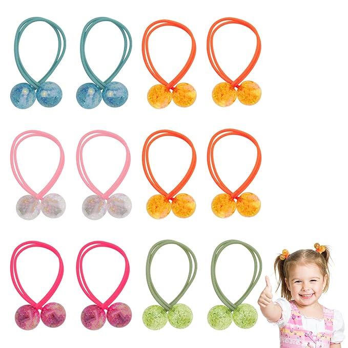 6 Pairs Small Balls Hair Ties Ponytail Holders for Girls Women Elastic Bubble Hair Ties Beads for... | Amazon (US)