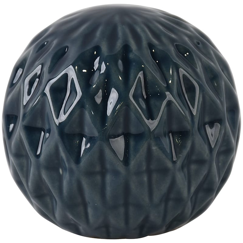 Dark Blue Ceramic Sphere, 4" | At Home