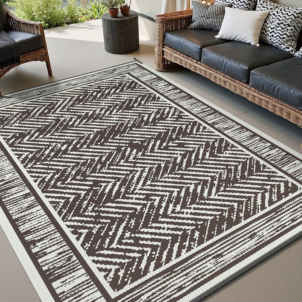 COCOER Outdoor Rug-5x8 ft Waterproof Patio Rug-Reversible Outdoor Carpet Plastic Straw Outside Ru... | Amazon (US)