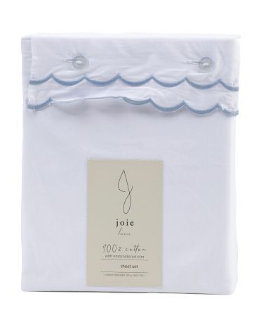 Cotton Percale Scallop Embroidered Sheet Set | TJ Maxx