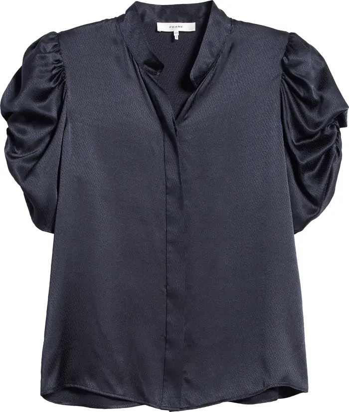 Puff Sleeve Silk Button-Up Shirt | Nordstrom
