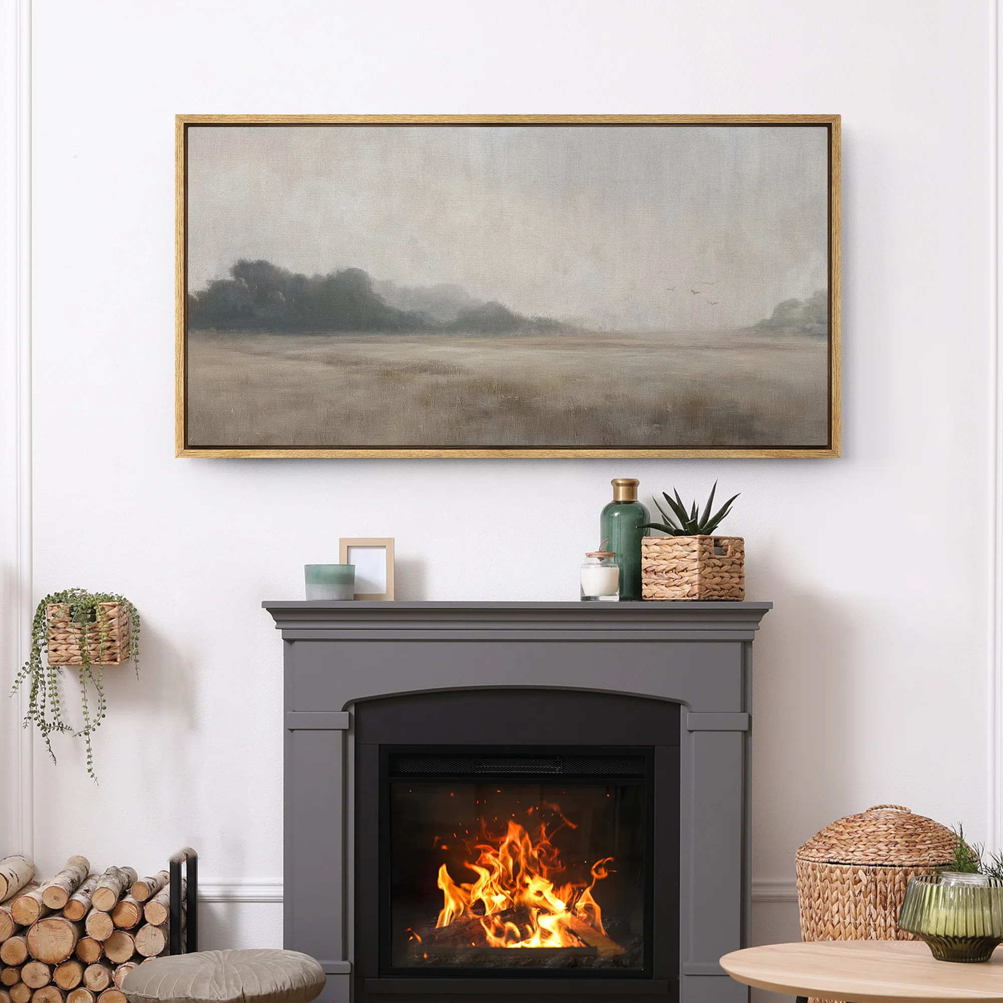 Abstract Neutral Artwork, Rustic Countryside Wall Pictures, Giclee Canvas Digital Print Extra Lar... | Wayfair North America