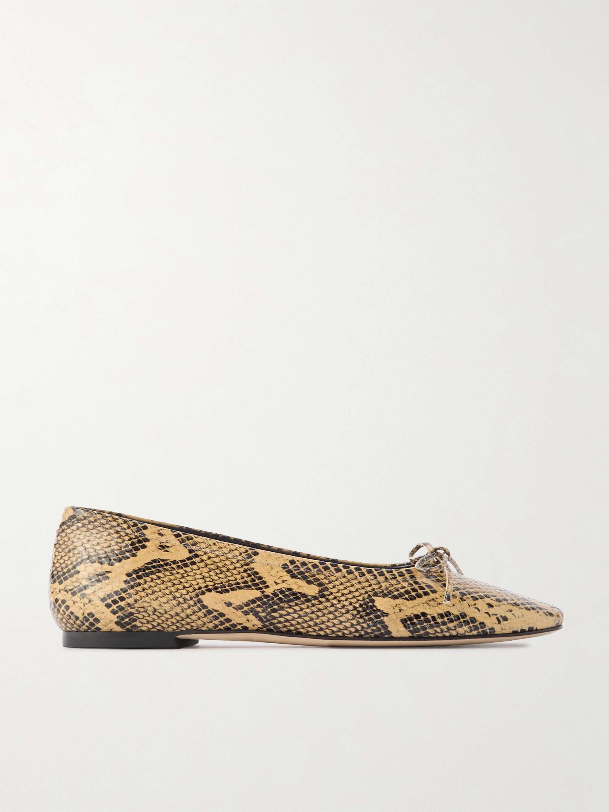 Delfina bow-detailed snake-effect leather ballet flats | NET-A-PORTER (US)