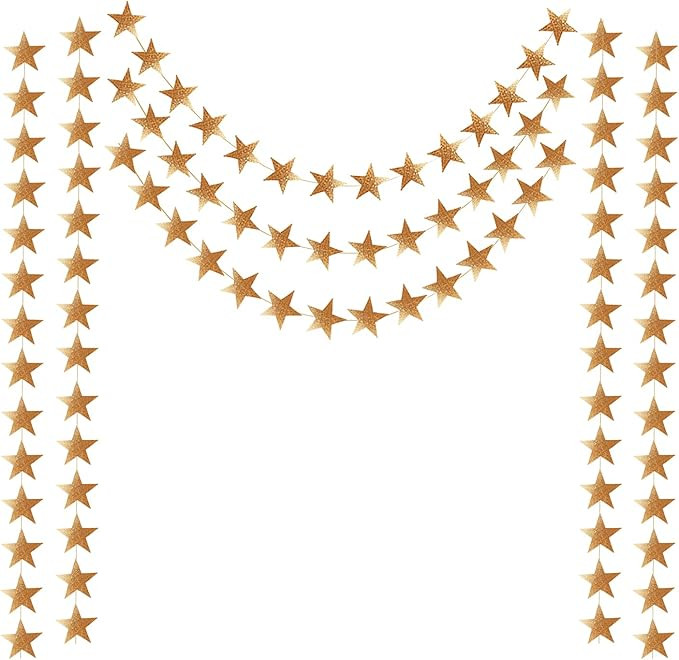 Honbay 2PCS Double Side Glitter Paper Star Garland Christmas Galaxy Banner Christmas Garland - 2.... | Amazon (US)