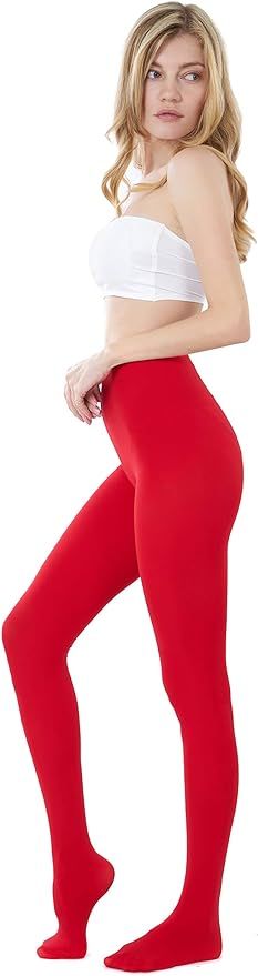 CozyWow Run Resistant 80D Soft Solid Color Semi Opaque Footed Tights High Waist | Amazon (US)