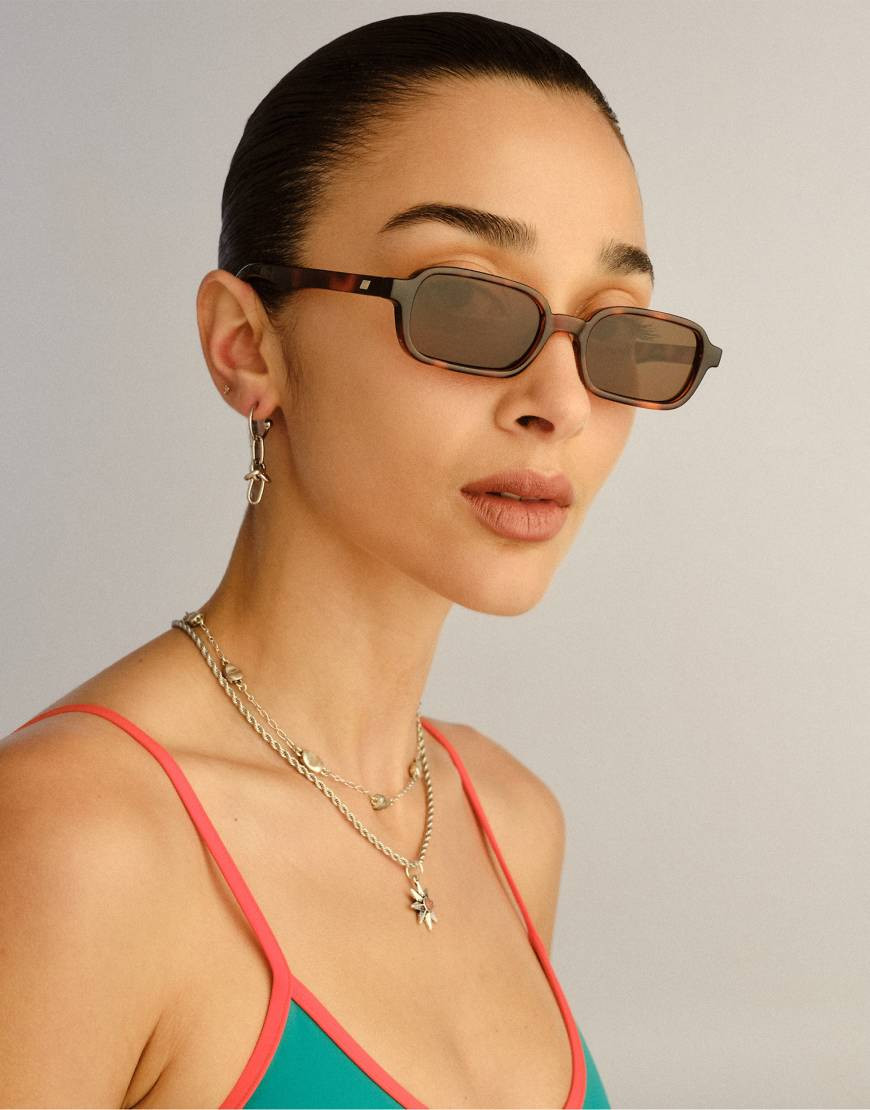 Le Specs pilferer rectangle sunglasses in tortoise shell-Brown | ASOS (Global)