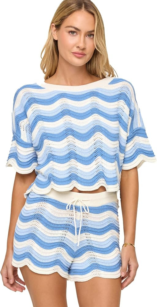 L*Space Make Waves Short for Women, High Waisted Knit Shorts Featuring Scalloped Hem and Drawcord... | Amazon (US)
