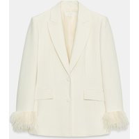 Zara - Blazer With Shoulder Pads And Feather Cuffs - Mid-Ecru - Xs - Woman | Zara US