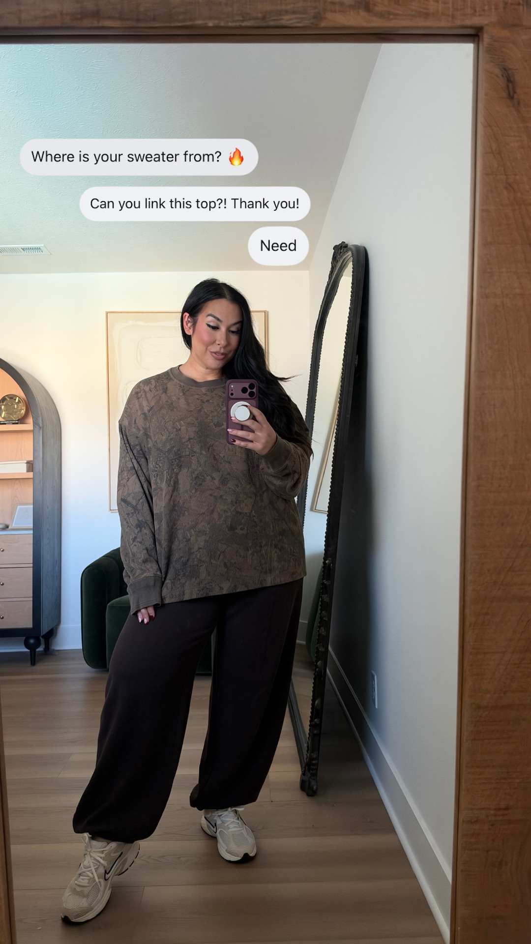 This top is so cozy and perfect for fall! I love the contrast that the camo adds. Wearing an XL on top and bottom. Midsize, midsize fashion, fall fashion, american eagle 

 #LTKootd #LTKSeasonal #LTKMidsize