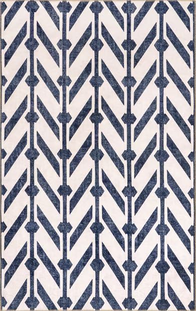 Beige And Navy Maxina Reversible Washable Area Rug | Rugs USA