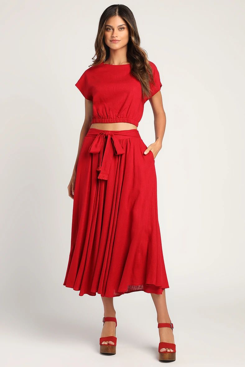 Brings You Back Wine Red Two-Piece Midi Dress | Lulus (US)