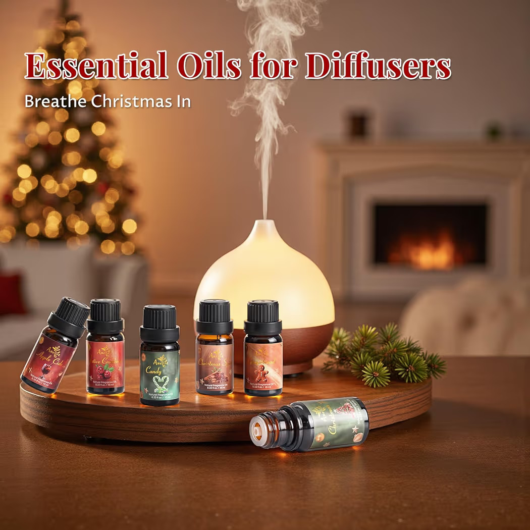 Christmas Essential Oil Set, Essential Oils for Diffusers for Home, Fragrance Oil Gift Set | Ging... | Amazon (US)
