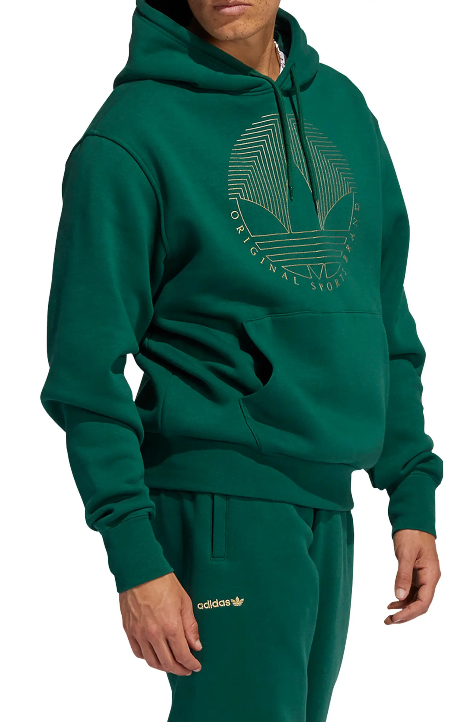 adidas Deco Trefoil Cotton Blend Graphic Hoodie | Nordstrom