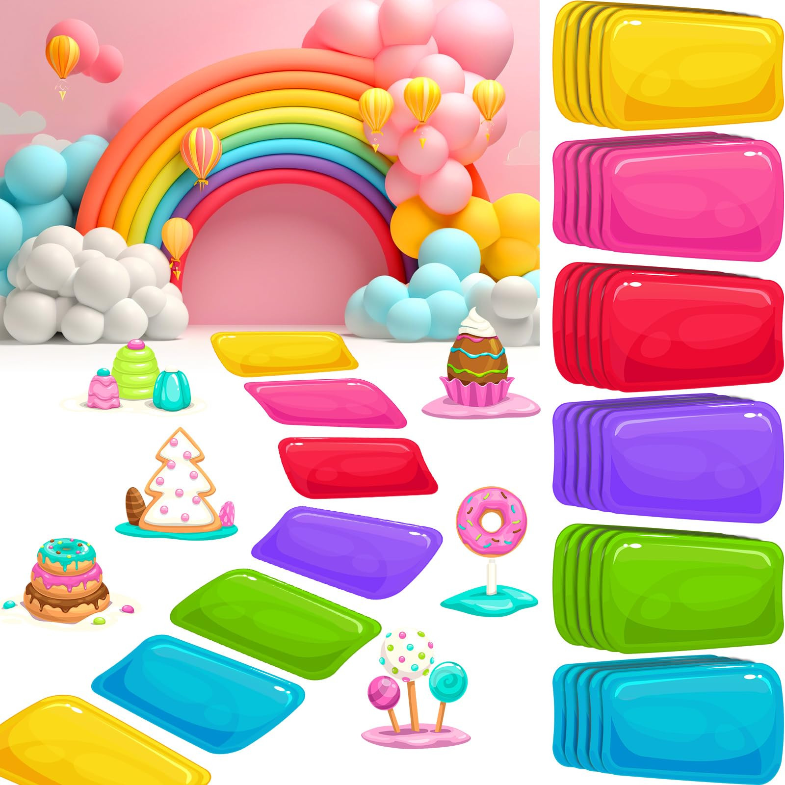 Colorful PVC Floor Stickers Candy Themed Floor Decals Candy Themed Party Decoration for Theme Bir... | Amazon (US)