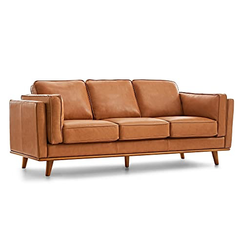 Valencia Artisan Full Leather Sofa 88” - Pure Full Italian Nappa Leather Couch, Solid Wood Acce... | Amazon (US)