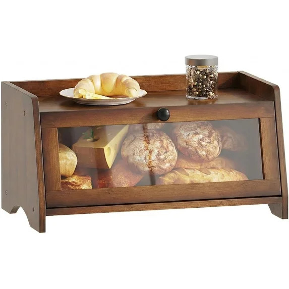 Bread Box for Kitchen Countertop, Bamboo Bread Box for Homemade Bread, Wooden Farmhouse Bread Sto... | Walmart (US)