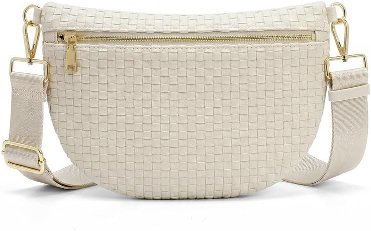 Woven Crossbody Bags for Women Checkered Bum Bag Women's Waist Pack Sling Purse Fanny Packs with ... | Amazon (US)