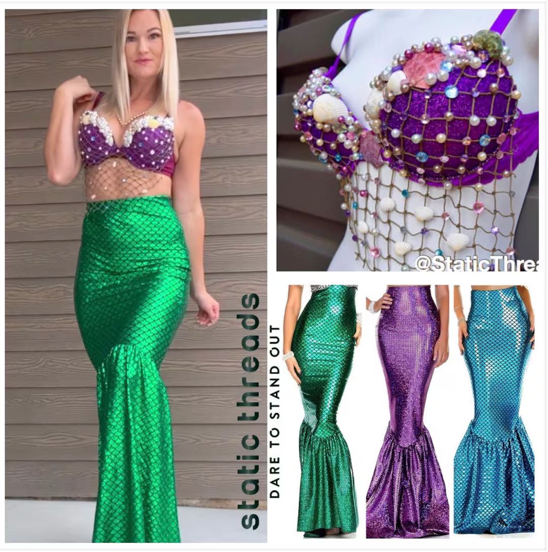 Mermaid Costume, Mermaid Bra,  Mermaid Costume, Mermaid Bra and skirt Choose Cokor - Order NOW - ... | Etsy (US)