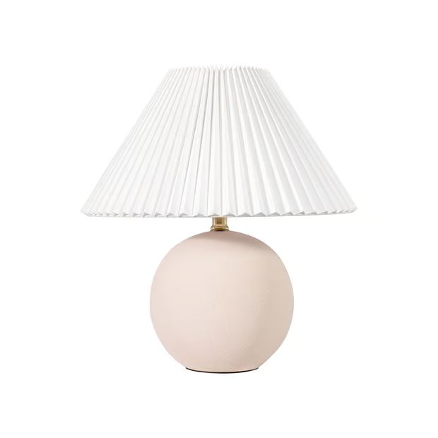 Beige 17-inch Ceramic Pleated Table Lamp | Rugs USA