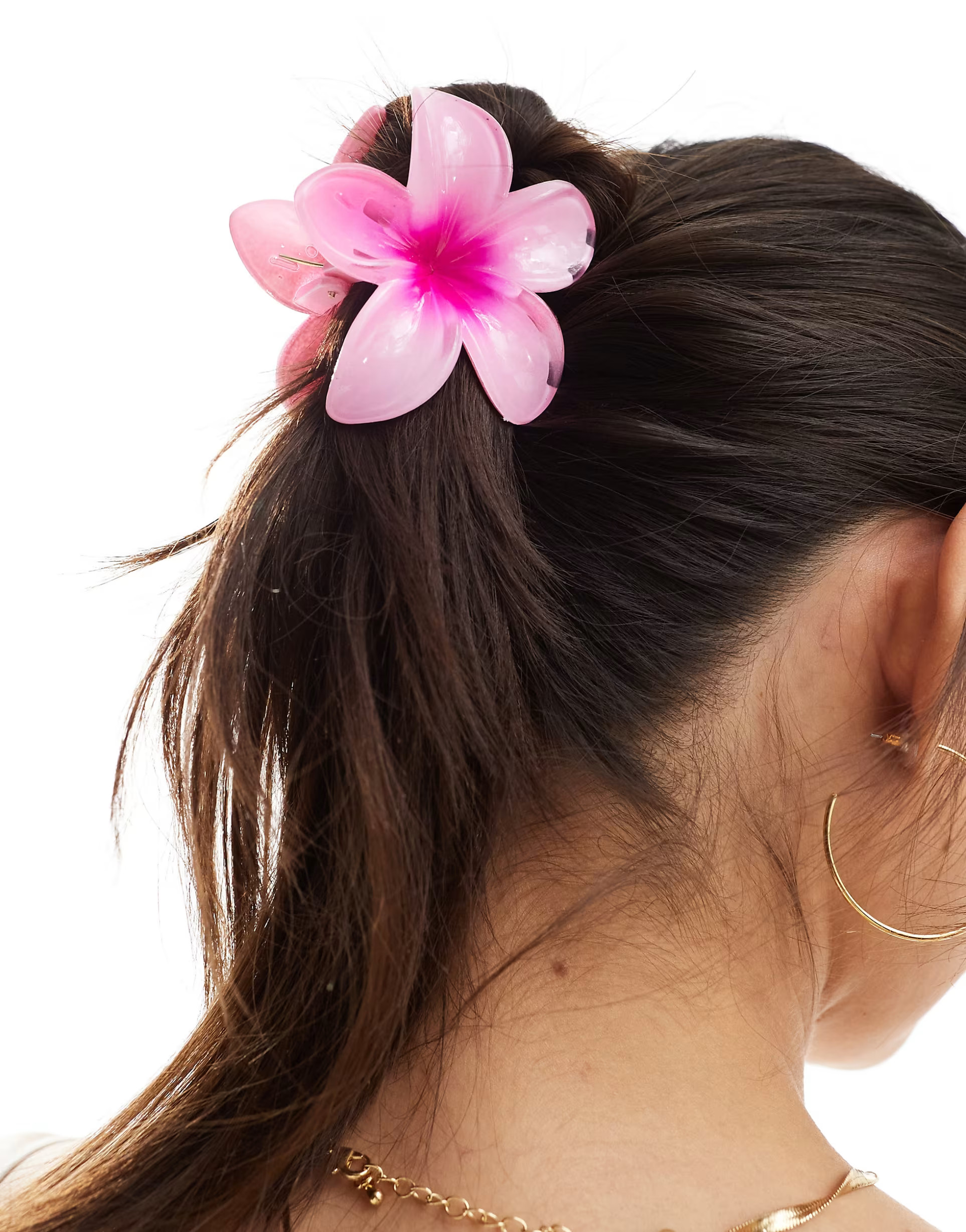 Pieces hawaiian flower hair claw in pink | ASOS (Global)