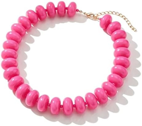 Beaded Necklace for Women Boho Hippie Abacus Flat Bead Gemstone Chunky Choker Collarbone Natural ... | Amazon (US)