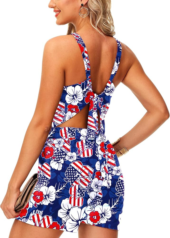 Deerose Womens 4th of July Rompers Patriotic American Flag Romper | Amazon (US)