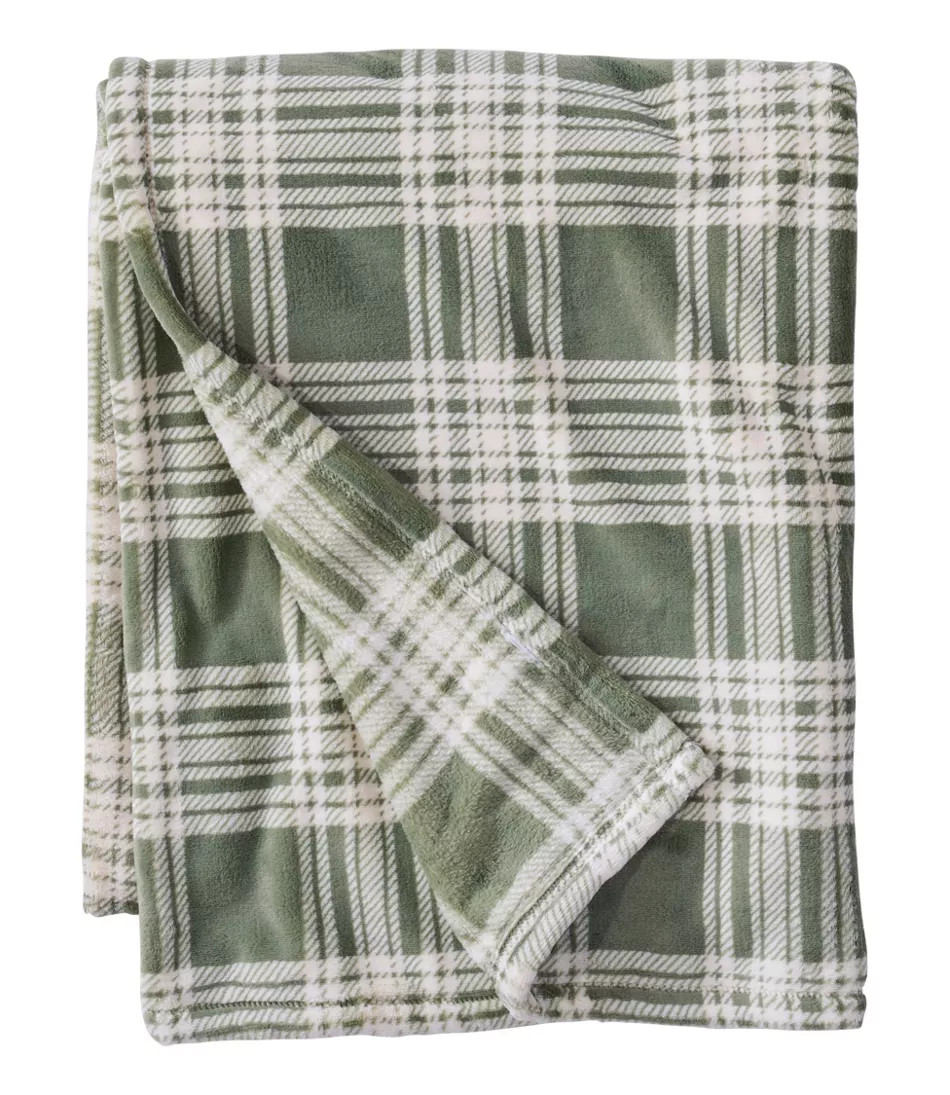 Wicked Plush Throw, Plaid Deep Olive Large, Fleece L. L.Bean | L.L. Bean