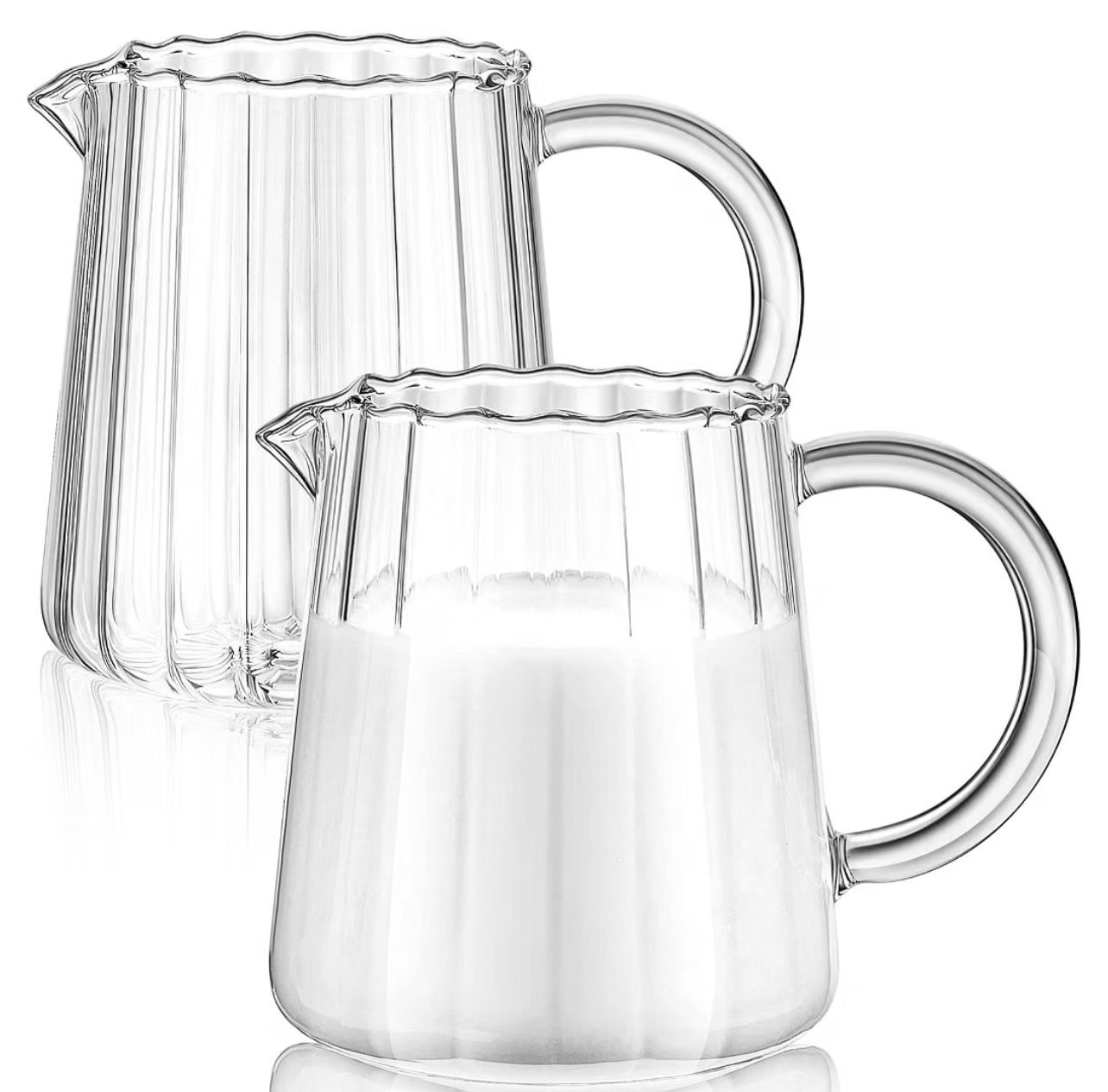 2 Pcs Glass Pitcher Milk Frothing Creamer,250 Ml,Wave Style
Small Clear Pouring Cup, Espresso Spout Jug with Handle, for Coffee Latte Tea Serving, Elegant Shaped

#LTKHome #LTKSaleAlert #LTKmorningroutine
