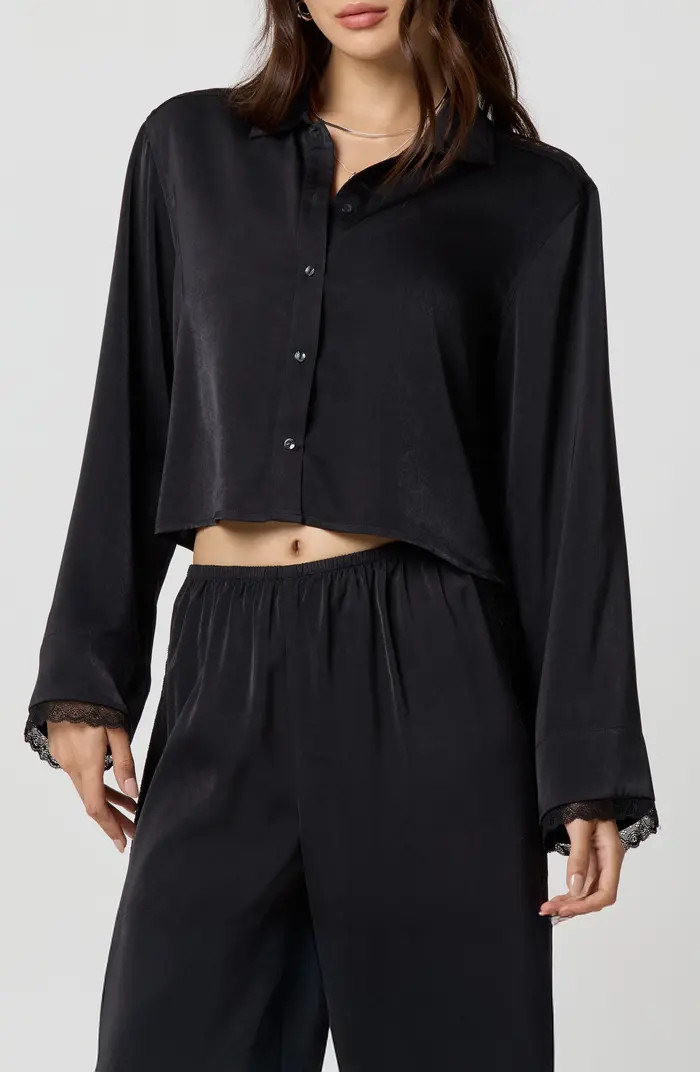 Silky Satin Crop Sleep Shirt | Nordstrom