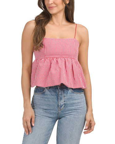 Bubble Hem Sleeveless Gingham Top | Marshalls