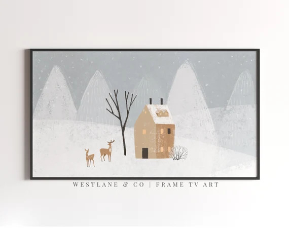 Samsung Frame TV Art Nordic Christmas Landscape Kids Minimal  - Etsy | Etsy (US)
