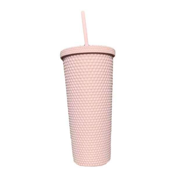 One opening Portable Water Bottle, Reusable Double-Layer Solid Color Uneven Straw Cup with Lid fo... | Walmart (US)