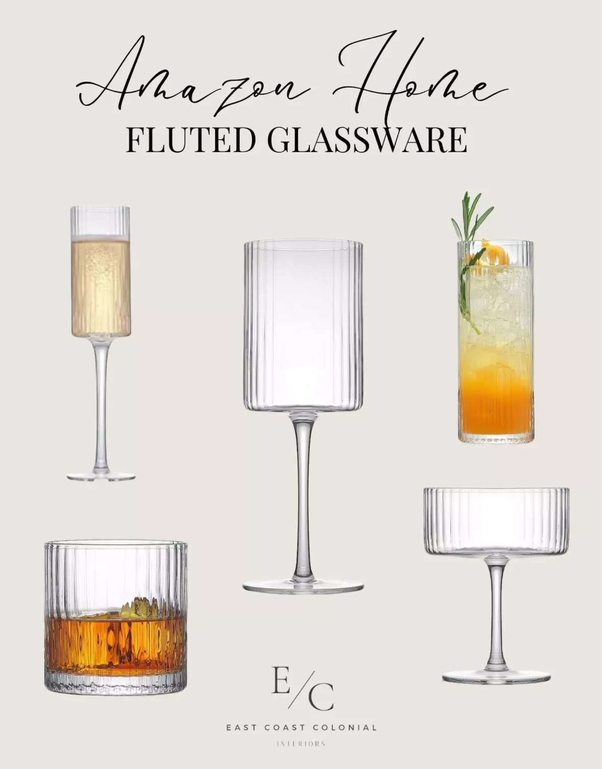 JoyJolt Elle Fluted Highball Juice Tumblers Glass - Set of 2